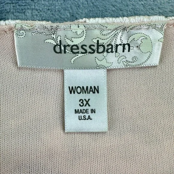 DressBarn Lace Overlay Blouse Women’s 3X Pink Short Sleeve Wedding *Made in USA* - Picture 4 of 11